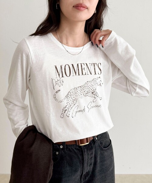 fredy emue(フレディエミュ)の「レオパードプリントロンTシャツ(Tシャツ/カットソー・レディース・オフホワイト/チャコールグレー/ベビーピンク・38)」の4枚目の写真