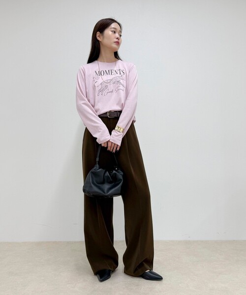 fredy emue(フレディエミュ)の「レオパードプリントロンTシャツ(Tシャツ/カットソー・レディース・オフホワイト/チャコールグレー/ベビーピンク・38)」の6枚目の写真