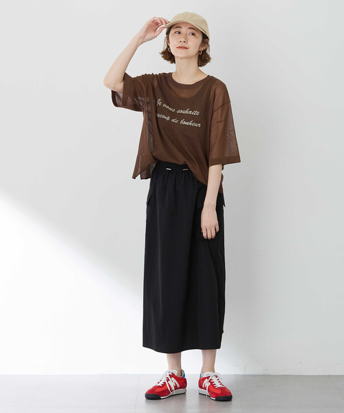 Petit Honfleur（プチオンフルール）の「ポケットロングスカート【撥水・通年素材・ウエストゴム】（スカート・レディース・ブラック/カーキ・M/L）」の10枚目の写真