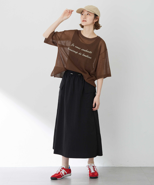 Petit Honfleur（プチオンフルール）の「ポケットロングスカート【撥水・通年素材・ウエストゴム】（スカート・レディース・ブラック/カーキ・M/L）」の12枚目の写真