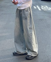 【日本未発売/WEB限定】MUCENT(ムセント)/ユニセックス ピンタック ワイド デニム パンツ/PENTA SIDE PINTUCK DENIM PANTS