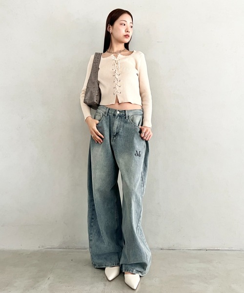 MUCENT(ムセント)の「【日本未発売/WEB限定】MUCENT(ムセント)/ユニセックス ピンタック ワイド デニム パンツ/PENTA SIDE PINTUCK DENIM PANTS(デニムパンツ・レディース・ブラック/ライトブルー/ダークブルー・S/M/L)」の21枚目の写真