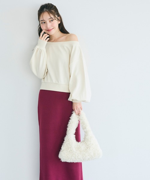 coca(coca)(コカ)の「プードルファーバッグ(ハンドバッグ・レディース・アイボリー/ブラック・ONE SIZE)」の3枚目の写真