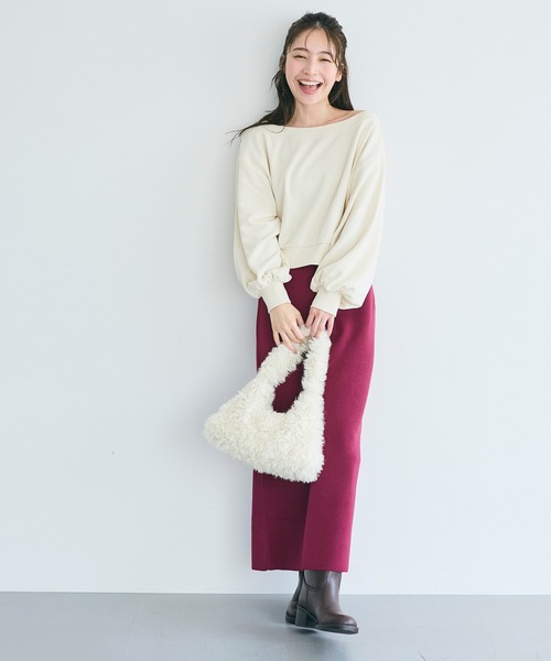 coca(coca)(コカ)の「プードルファーバッグ(ハンドバッグ・レディース・アイボリー/ブラック・ONE SIZE)」の4枚目の写真