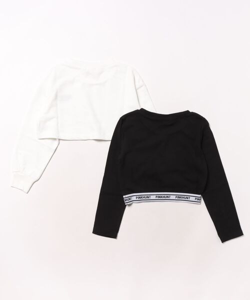PINKHUNT（ピンクハント）の「PINKHUNT ピンクハント 裾ロゴロンT付き トレーナー 0961K（スウェット・キッズ・ブラック/オフホワイト・120cm/160cm/150cm/140cm/130cm）」の3枚目の写真