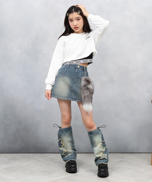 PINKHUNT（ピンクハント）の「PINKHUNT ピンクハント 裾ロゴロンT付き トレーナー 0961K（スウェット・キッズ・ブラック/オフホワイト・120cm/160cm/150cm/140cm/130cm）」の4枚目の写真