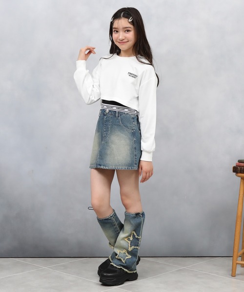 PINKHUNT（ピンクハント）の「PINKHUNT ピンクハント 裾ロゴロンT付き トレーナー 0961K（スウェット・キッズ・ブラック/オフホワイト・120cm/160cm/150cm/140cm/130cm）」の5枚目の写真