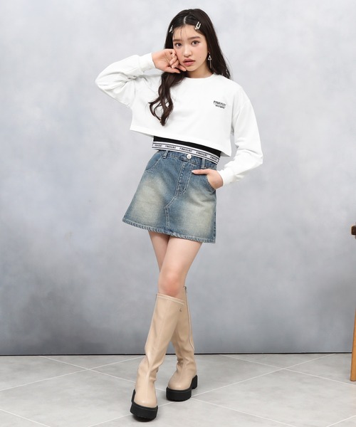 PINKHUNT（ピンクハント）の「PINKHUNT ピンクハント 裾ロゴロンT付き トレーナー 0961K（スウェット・キッズ・ブラック/オフホワイト・120cm/160cm/150cm/140cm/130cm）」の7枚目の写真