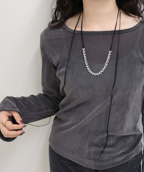 fredy emue（フレディエミュ）の「パールビジューコードチョーカー（チョーカー・レディース・ブラウン/ブラック・FREE）」の6枚目の写真