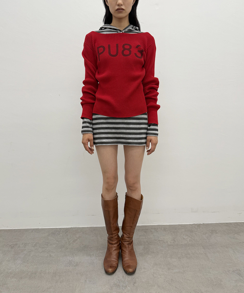 Oriens JOURNAL STANDARD（オリエンス ジャーナルスタンダード）の「IPU83 ロゴニット（ニット/セーター・レディース・グレー/レッド・FREE）」の6枚目の写真