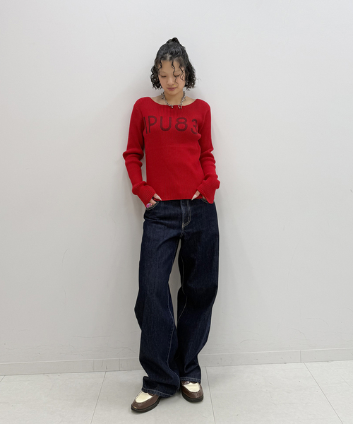 Oriens JOURNAL STANDARD（オリエンス ジャーナルスタンダード）の「IPU83 ロゴニット（ニット/セーター・レディース・グレー/レッド・FREE）」の8枚目の写真