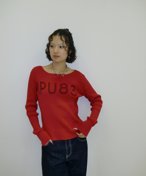 Oriens JOURNAL STANDARD（オリエンス ジャーナルスタンダード）の「IPU83 ロゴニット（ニット/セーター・レディース・グレー/レッド・FREE）」の9枚目の写真