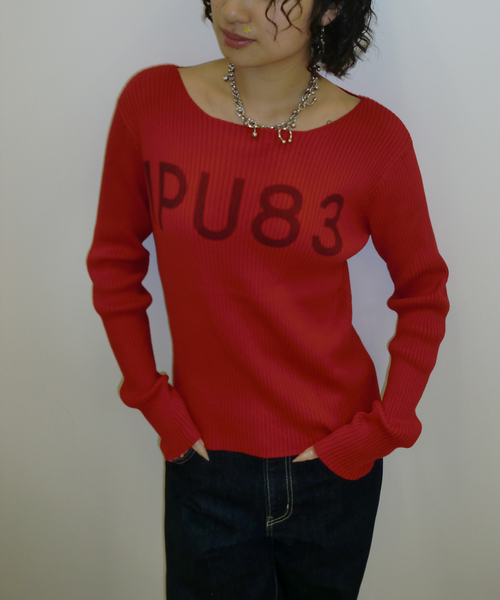 Oriens JOURNAL STANDARD（オリエンス ジャーナルスタンダード）の「IPU83 ロゴニット（ニット/セーター・レディース・グレー/レッド・FREE）」の12枚目の写真