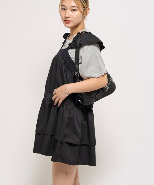 WHO'S WHO gallery（フーズフーギャラリー）の「ティアードミニワンピ（ワンピース・レディース・ブラック/ブラウン・FREE）」の8枚目の写真