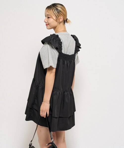 WHO'S WHO gallery（フーズフーギャラリー）の「ティアードミニワンピ（ワンピース・レディース・ブラック/ブラウン・FREE）」の9枚目の写真