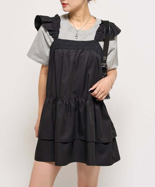 WHO'S WHO gallery（フーズフーギャラリー）の「ティアードミニワンピ（ワンピース・レディース・ブラック/ブラウン・FREE）」の10枚目の写真