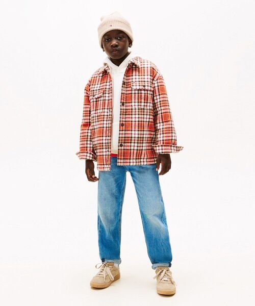 TOMMY HILFIGER（トミーヒルフィガー）の「BOYS フリースランニングチェックオーバーシャツ（シャツ/ブラウス・キッズ・ホワイト・160cm/130cm/140cm/150cm）」の3枚目の写真