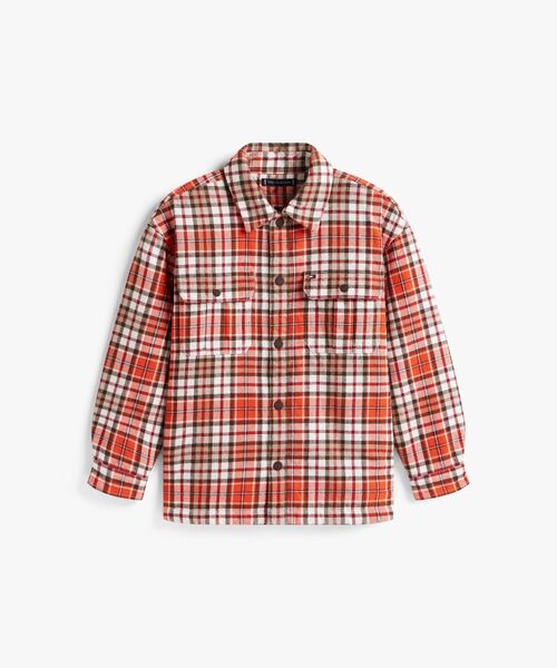 TOMMY HILFIGER（トミーヒルフィガー）の「BOYS フリースランニングチェックオーバーシャツ（シャツ/ブラウス・キッズ・ホワイト・160cm/130cm/140cm/150cm）」の6枚目の写真
