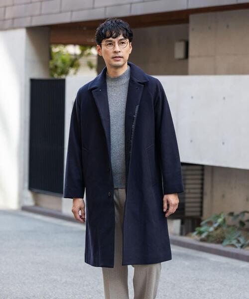 evistub コットンバルマカンコート　ネイビー スーパー100 オーバーバルマカンコート（ステンカラーコート）｜URBAN