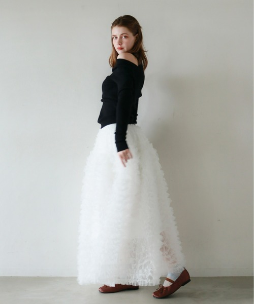 mic by Olu.（ミックバイオルドット）の「ティアードチュールスカート（スカート・レディース・グレー/ホワイト・FREE）」の3枚目の写真