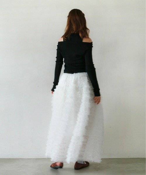 mic by Olu.（ミックバイオルドット）の「ティアードチュールスカート（スカート・レディース・グレー/ホワイト・FREE）」の5枚目の写真