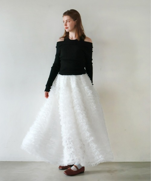 mic by Olu.（ミックバイオルドット）の「ティアードチュールスカート（スカート・レディース・グレー/ホワイト・FREE）」の6枚目の写真