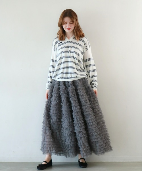 mic by Olu.（ミックバイオルドット）の「ティアードチュールスカート（スカート・レディース・グレー/ホワイト・FREE）」の11枚目の写真