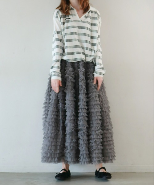 mic by Olu.（ミックバイオルドット）の「ティアードチュールスカート（スカート・レディース・グレー/ホワイト・FREE）」の13枚目の写真
