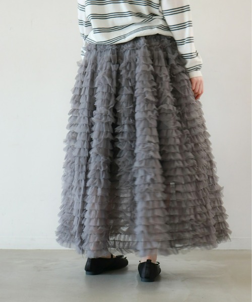 mic by Olu.（ミックバイオルドット）の「ティアードチュールスカート（スカート・レディース・グレー/ホワイト・FREE）」の14枚目の写真