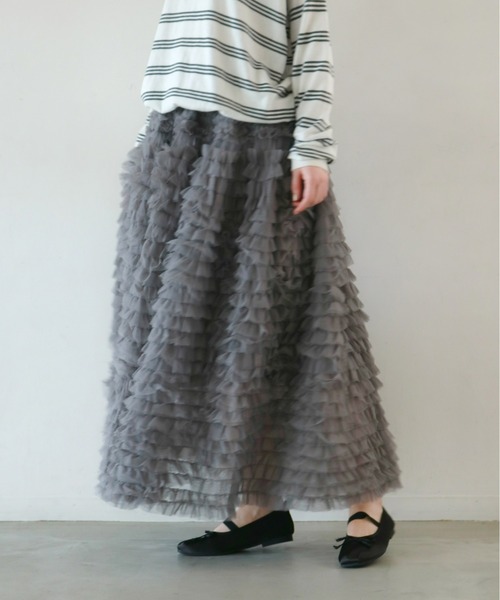 mic by Olu.（ミックバイオルドット）の「ティアードチュールスカート（スカート・レディース・グレー/ホワイト・FREE）」の15枚目の写真
