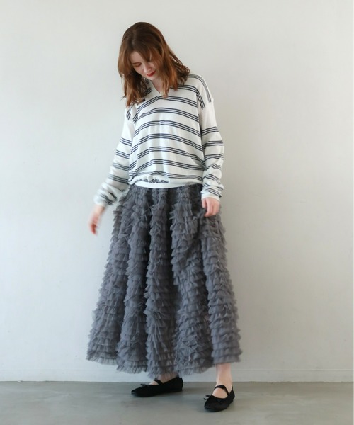 mic by Olu.（ミックバイオルドット）の「ティアードチュールスカート（スカート・レディース・グレー/ホワイト・FREE）」の16枚目の写真