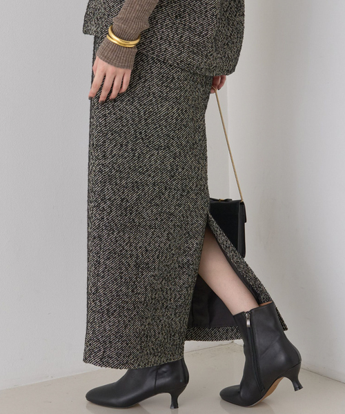 Rouge vif（ルージュヴィフ）の「【セットアップ対応】ポリウーリングカルセタイトスカート（スカート・レディース・ブラック/ブラック系その他・38/36）」の2枚目の写真