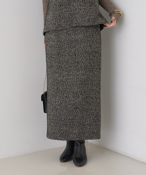 Rouge vif（ルージュヴィフ）の「【セットアップ対応】ポリウーリングカルセタイトスカート（スカート・レディース・ブラック/ブラック系その他・38/36）」の14枚目の写真