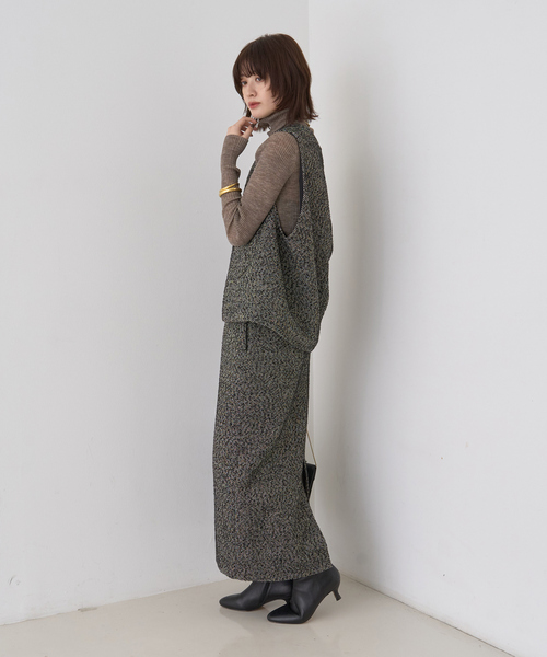 Rouge vif（ルージュヴィフ）の「【セットアップ対応】ポリウーリングカルセタイトスカート（スカート・レディース・ブラック/ブラック系その他・38/36）」の6枚目の写真