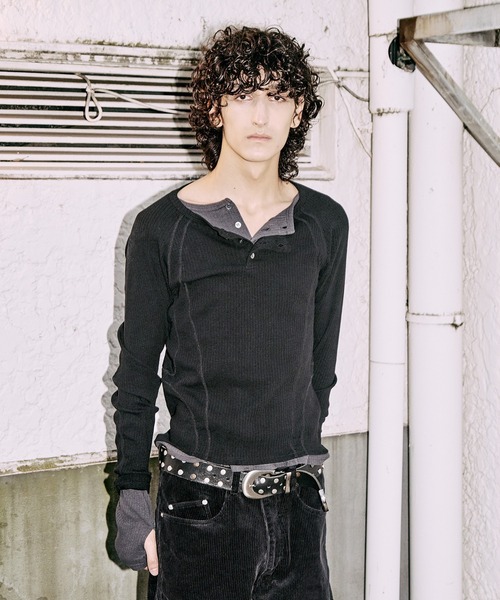 conz×nvrfrgt別注 henry paneled sweater 別注 HENLEY PANELED SWEATER（Tシャツ/カットソー）｜NVRFRGT