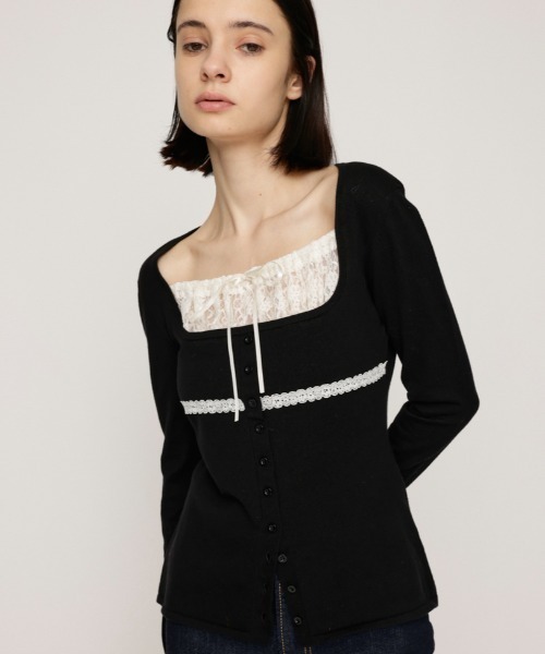 【美品✨】アメリ LACE DOCKING SWEAT TOP レース Ameri（アメリ）の「LACE DOCKING SWEAT TOP（スウェット）」 - WEAR