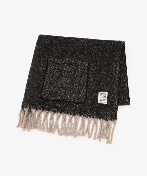 Afternoon Tea（アフタヌーンティー）の「ヘリンボーンポケット付きブランケット（ブランケット・レディース・ベージュ/ブラック・ONE SIZE）」の2枚目の写真