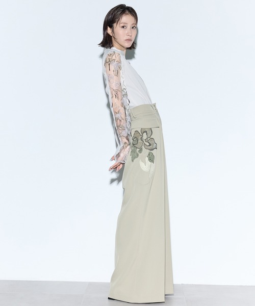 MURRAL(ミューラル)の「【MURRAL/ミューラル】Patchwork embroidered slacks/パッチワークエンブロイダードスラックス(スラックス・レディース・カーキ/ベージュ・2/1)」の14枚目の写真