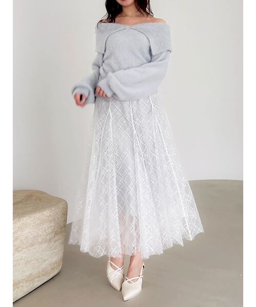 dazzlin（ダズリン）の「2WAYミニシャギーオフショルニット（ニット/セーター・レディース・ピンク/オフホワイト/グレー/チャコールグレー・FREE）」の17枚目の写真