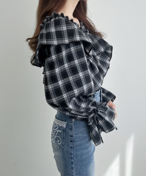 INGNI（イング）の「クロスフリルオフショルブラウス（シャツ/ブラウス・レディース・ワイン系8・M）」の9枚目の写真