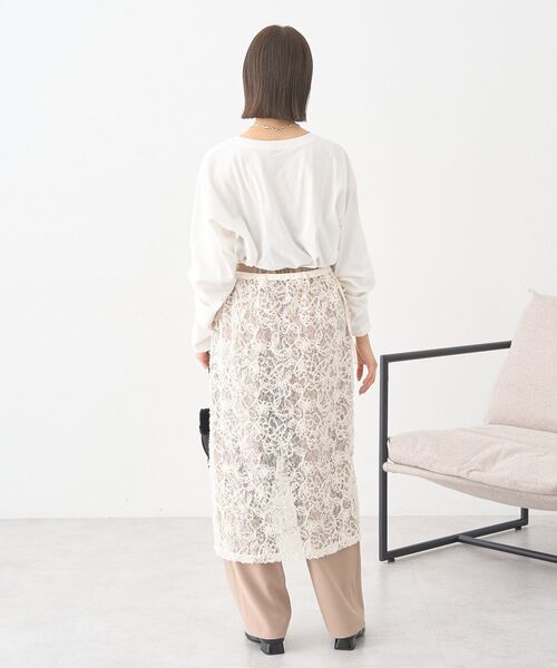 earth music&ecology（アースミュージックアンドエコロジー）の「モールレースラップスカート（スカート・レディース・アイボリー/ブラック・FREE）」の9枚目の写真