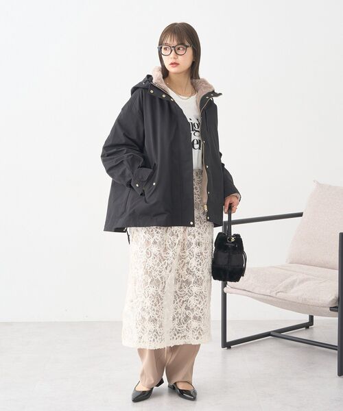 earth music&ecology（アースミュージックアンドエコロジー）の「モールレースラップスカート（スカート・レディース・アイボリー/ブラック・FREE）」の10枚目の写真