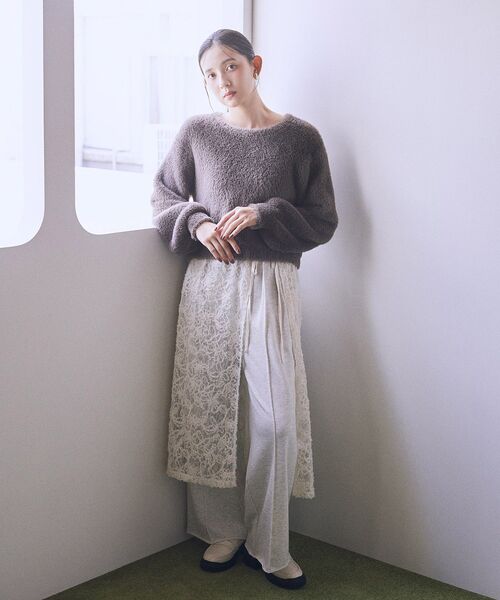 earth music&ecology（アースミュージックアンドエコロジー）の「モールレースラップスカート（スカート・レディース・アイボリー/ブラック・FREE）」の14枚目の写真