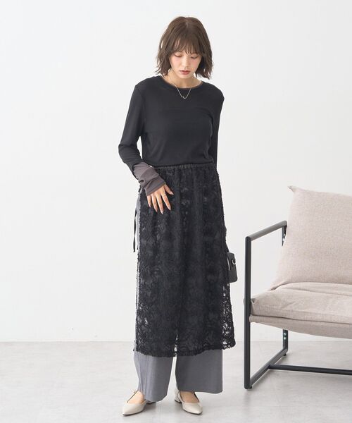 earth music&ecology（アースミュージックアンドエコロジー）の「モールレースラップスカート（スカート・レディース・アイボリー/ブラック・FREE）」の18枚目の写真