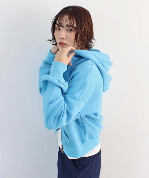 セール】【新色追加】ダブルジップショート丈パーカー（パーカー