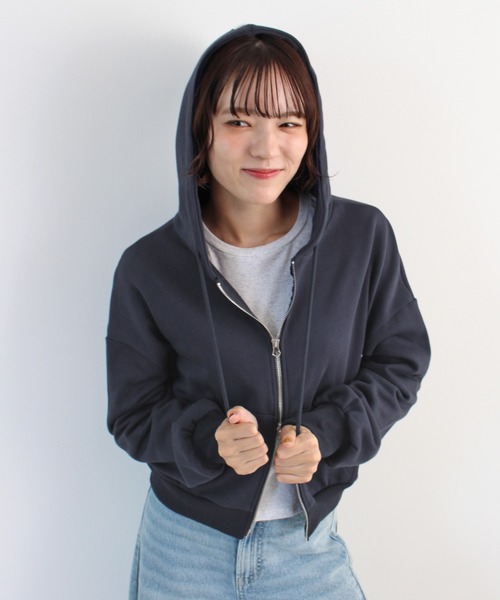 セール】【新色追加】ダブルジップショート丈パーカー（パーカー