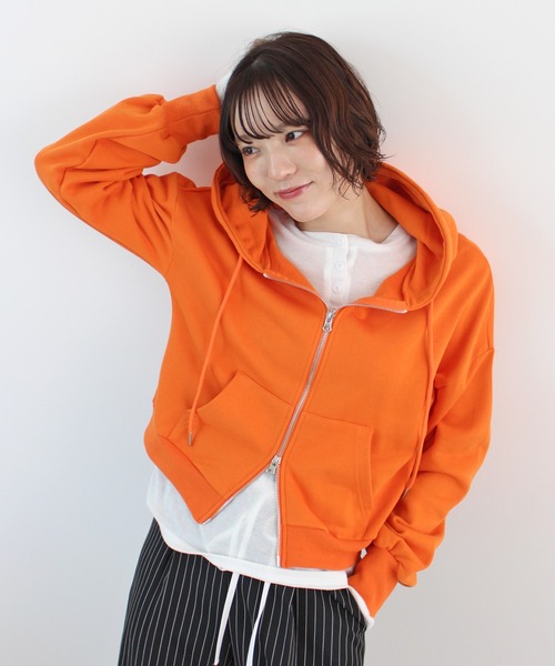 セール】【新色追加】ダブルジップショート丈パーカー（パーカー
