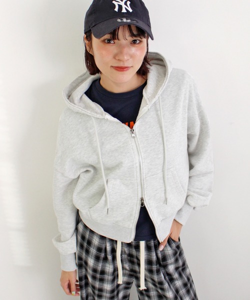 セール】【新色追加】ダブルジップショート丈パーカー（パーカー