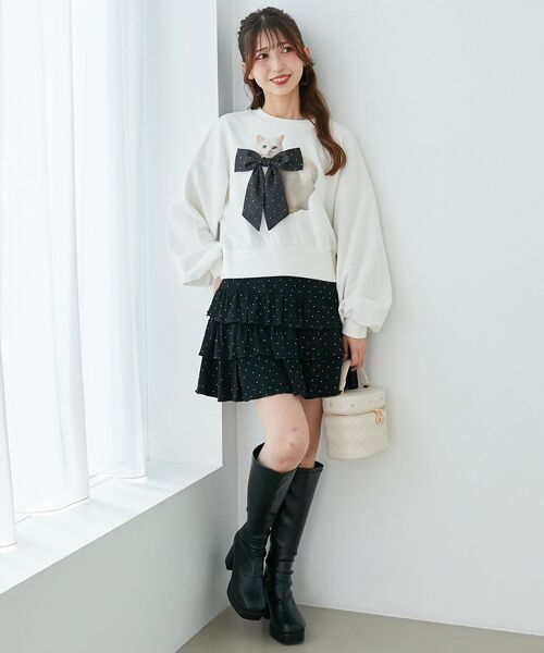 MAJESTIC LEGON（マジェスティックレゴン）の「Lady catスウェット（スウェット・レディース・ブラック/アイボリー/ピンク・MEDIUM）」の20枚目の写真