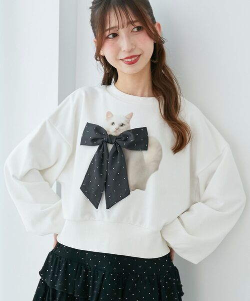 MAJESTIC LEGON（マジェスティックレゴン）の「Lady catスウェット（スウェット・レディース・ブラック/アイボリー/ピンク・MEDIUM）」の17枚目の写真